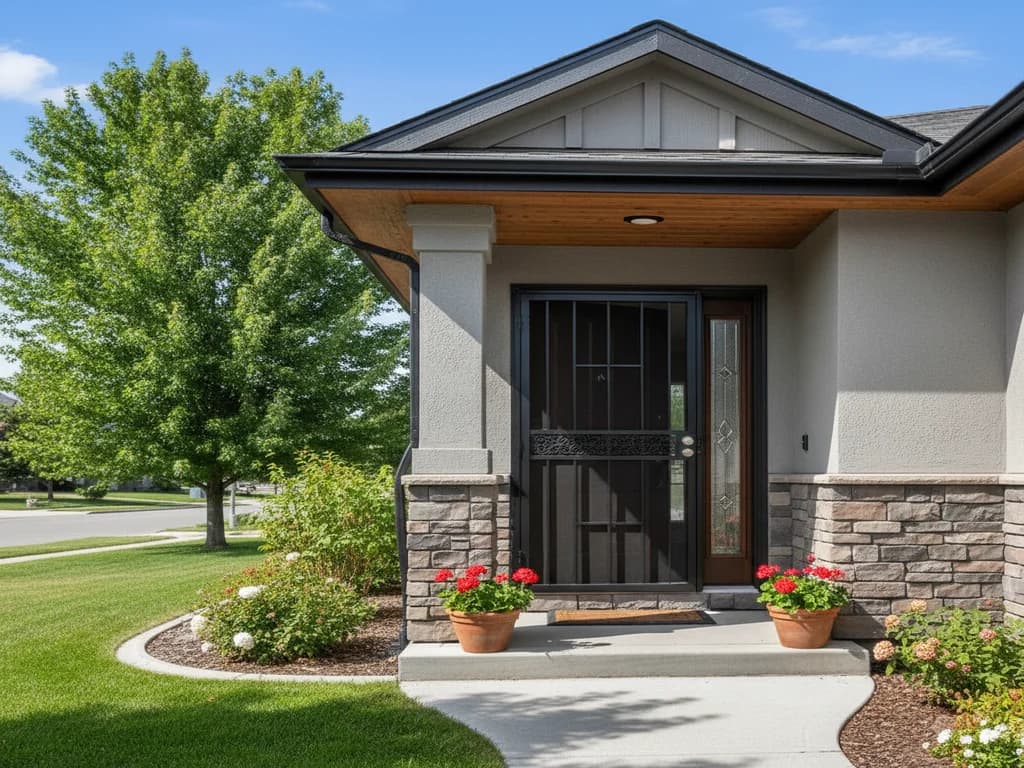 Steel security door installed on a home entrance — Security Doors in Boise, Ada County, Idaho