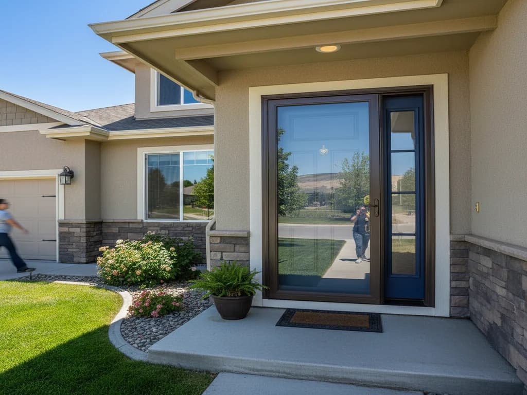 Glass storm door installed over a front entry door — Storm Doors in Eagle, Ada County, Idaho